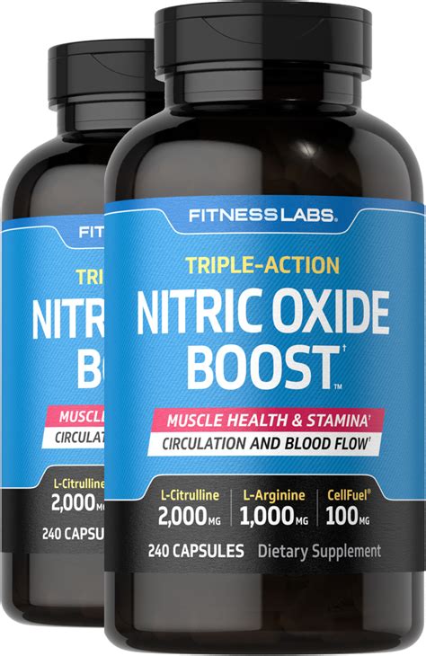 Nitric Oxide Boost 240 Capsules X 2 Bottles Pipingrock Health Products