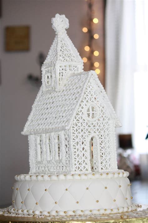 At cakeclicks.com find thousands of cakes categorized into thousands of categories. Elegant Christmas Church - This is a Royal Icing church done with the pattern from ...