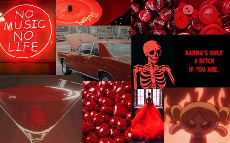 Aesthetic Red Collage Wallpaper Made With Macbook Air Dimensions