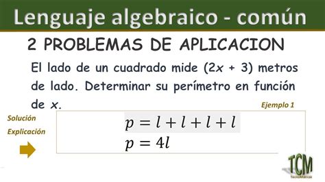 Problemas De Aplicacion Lenguaje Comun Y Lenguaje Algebraico Ejemplo 1