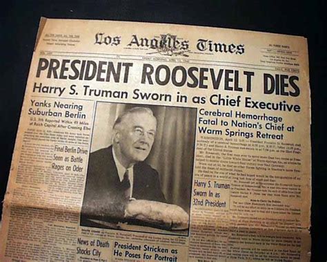 Death Of President Roosevelt