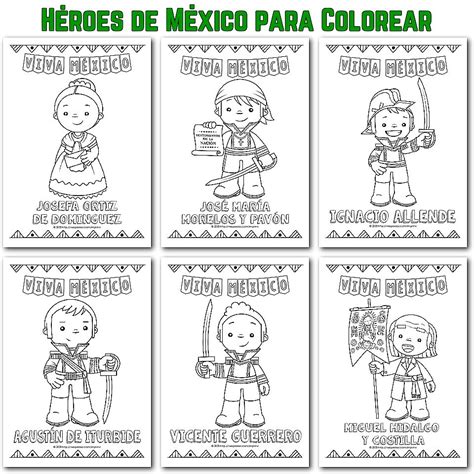 Héroes de la Independencia de México para Colorear Personajes del Independencia de mexico