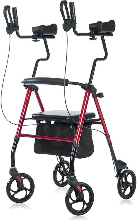 Elenker Upright Walker Stand Up Folding Rollator Walker With Seat And
