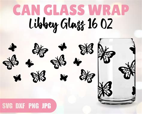 Butterfly Can Glass Wrap SVG Can Glass Svg 16oz Libbey Wrap | Etsy