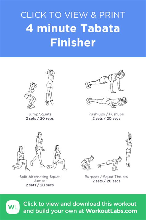 4 Minute Tabata Finisher Click To View And Print This Illustrated