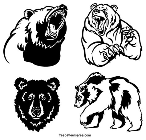Grizzly Bear Silhouette Vector Designs Freepatternsarea