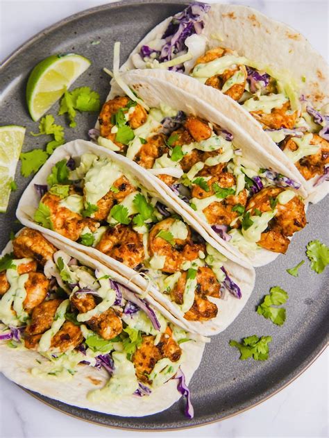I love these tacos because they're insanely flavorful: Spicy Shrimp Tacos with Avocado Crema | Recipe (With ...