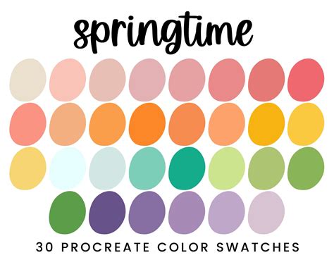 Springtime Procreate Color Palette Swatches Instant Etsy Color