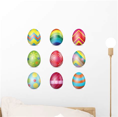 Colorful Easter Eggs Wall Decal Sticker Wallmonkeys Peel And Stick Vinyl