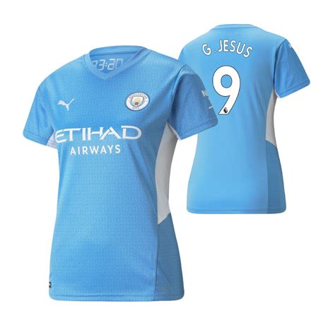 Youth Gabriel Jesus Jersey Manchester City Home 2021 22 Light Blue Replica