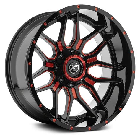 Xf Off Road® Xf 222 Wheels Gloss Black With Red Milled And Red Milled