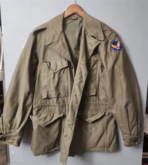 Vintage M 1943 Field Jacket Wwii 1940s Army Size 36 R Air Corp Patch