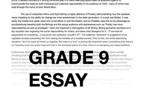 Those total scores are weighted averages of exams and tests. GCSE English Grade 9 Essay an inspector calls ...