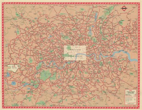 London Transport Bus Map Central Area Inc Trolleybuses Lewis 1 1961 Old