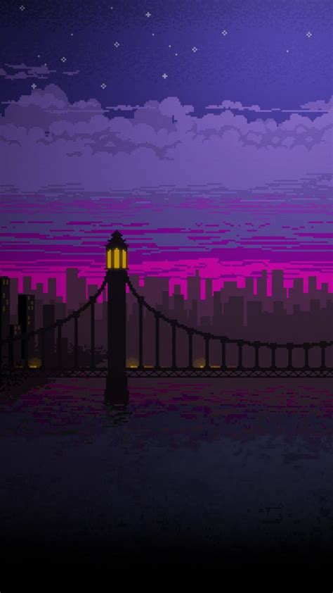 Pixel Art Bridge Night Cc Wallpaper 1080x1920