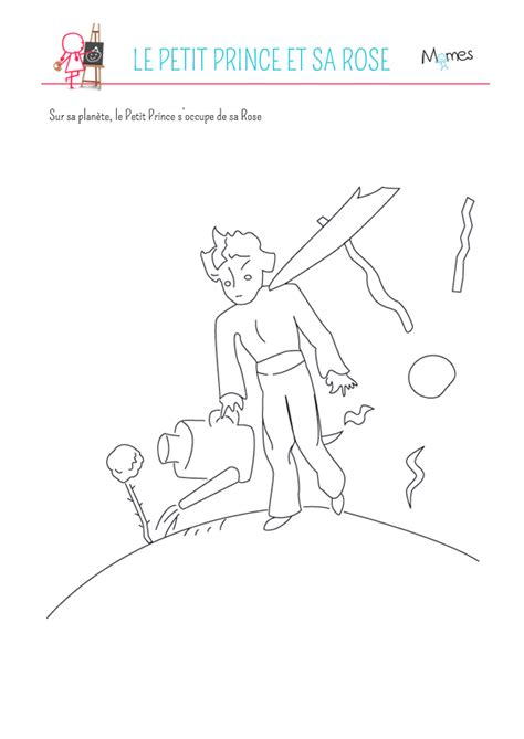 La mise en scène de la rencontre compétences travaillées : Coloriage le Petit Prince: le Petit Prince et sa Rose ...