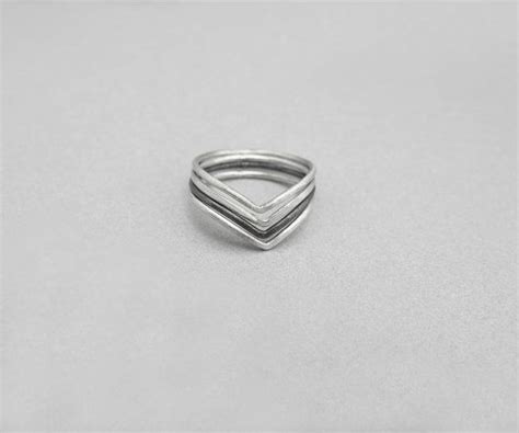 Chevron Sterling Silver Rings Above Knuckle Ring Set Skinny Etsy