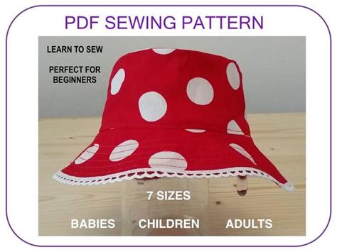 Bucket Hat Sun Hat Pattern For Babies Children Adults Beach Etsy