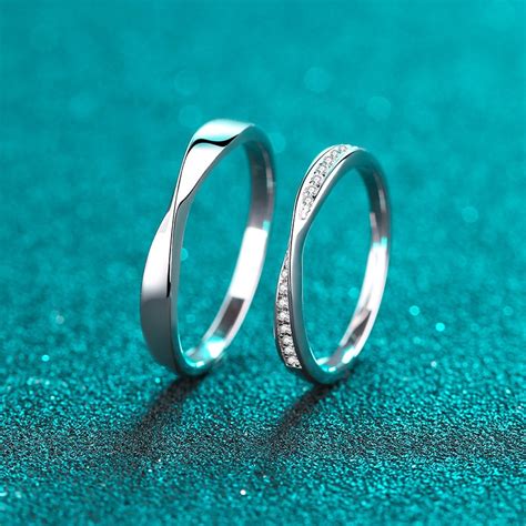 Moissanite Couple Rings S925 Sterling Silver Women Men Lovers White Gold Plated Brand Wedding