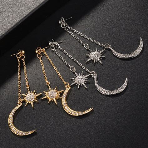 1 pair star moon long drop dangle earrings for women long pendant dangle fashion girls jewelry
