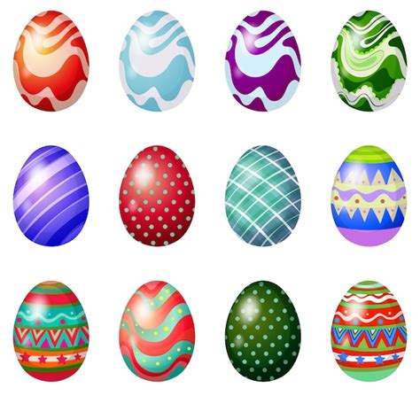 Premium Vector A Dozen Of Painted Easter Eggs