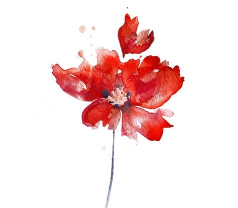 Watercolor Art Print Red Flower Giclee Art By Watercolorflower