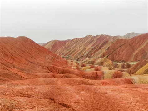 Rainbow Mountains Or Color Mountains Located In Zhangye Danxia Geopark