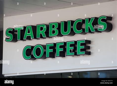 Starbucks Coffee Shop Sign Logo Stock Photo Alamy