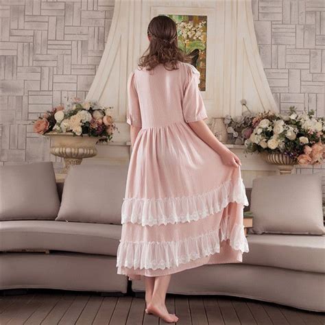 New Autumn Women S Princess Lace Cotton Gown Vintage Long Nightgown