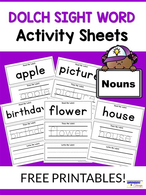 Dolch Nouns Sight Word Flash Cards Free Printable Sight Word Images