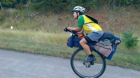 Travelling Unicyclist Cary Gray Reaches Bc On Record Breaking