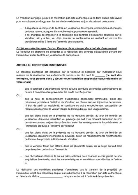 Mod Le De Compromis De Vente Doc Pdf Page Sur