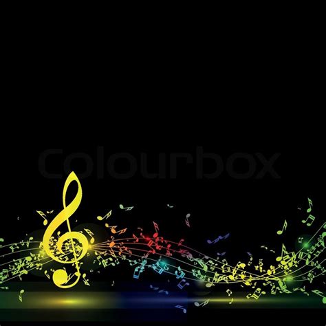 Musical Notes Staff Background On Black Vector
