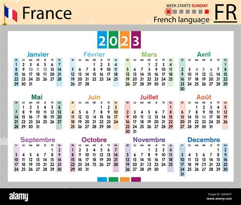 French Horizontal Pocket Calendar For 2023 Two Thousand Twenty Three