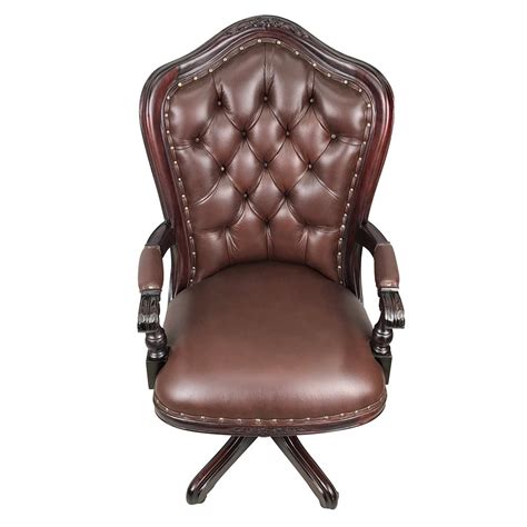 Solid Mahogany Wood Hi Back Office Chair Classic Chair Turendav