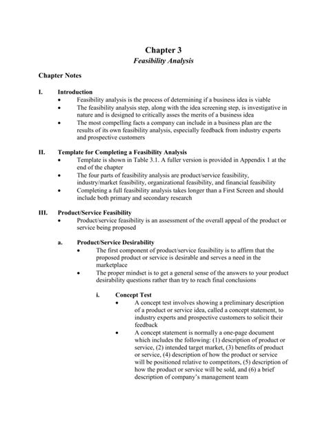 Feasibility Study Template Small Business