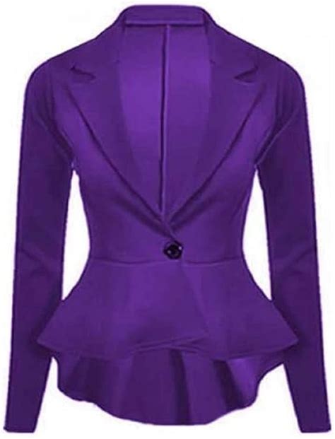 Damen Schößchen Ein Knopf Blazer Jacke Gr 32 Violett Amazonde
