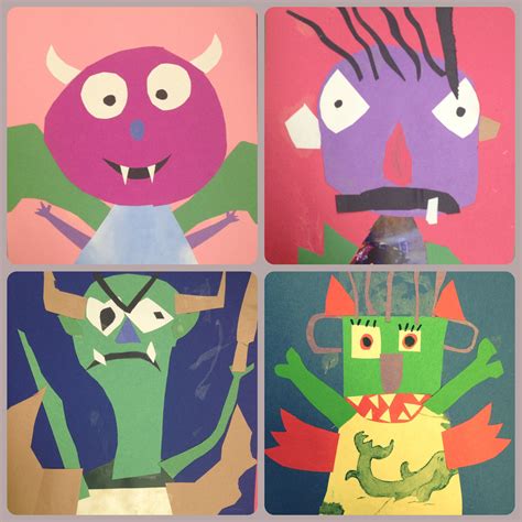 Collaged Monsters Art Lesson Special Education Elementary School Age