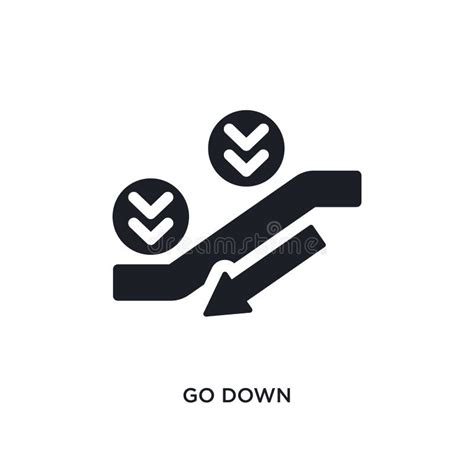 Black Go Down Isolated Vector Icon Simple Element Illustration From