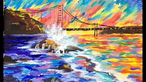 Abstract Golden Gate Bridge For Beginner Acrylic Artists