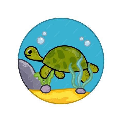 Premium Vector Cute Turtle Cartoon Illustration