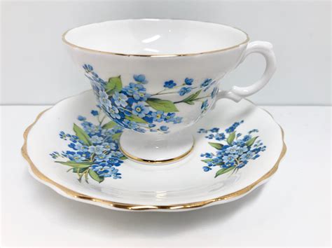 Forget Me Not Teacup And Saucer English Bone China Floral Tea Cup