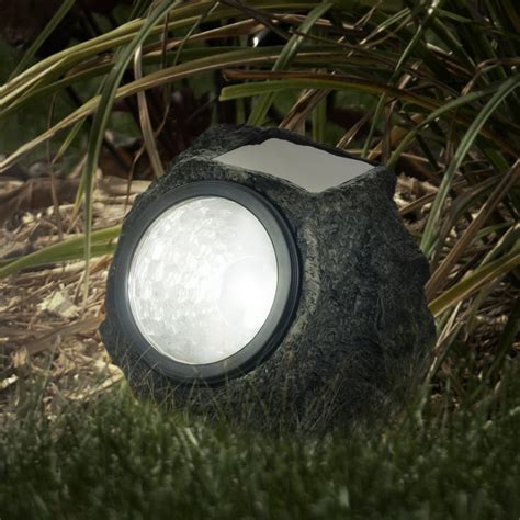 Outdoor Led Solar Rock Lights Realistic All Weather Faux Stone