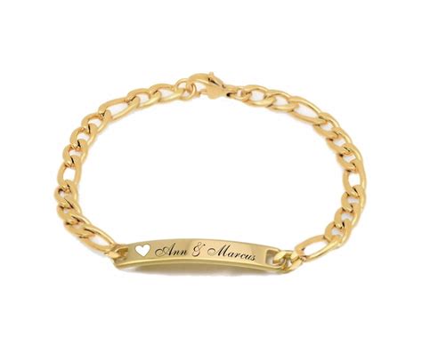 Personalized Bracelet Gold Heart Bracelet Ladies Id Etsy