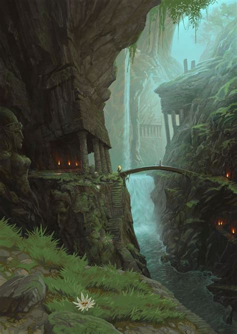 Ancient Elven Forest City Art Concept Art World Fantasy Landscape