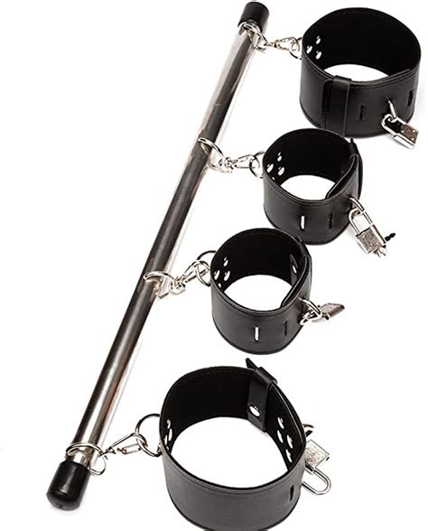 leather sex bondage wrist ankle cuffs kit with satinless steel spreader bar amazon ca clothing