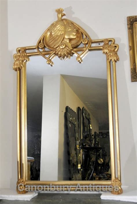 French Art Nouveau Gilt Pier Mirror Glass Mirrors Frame