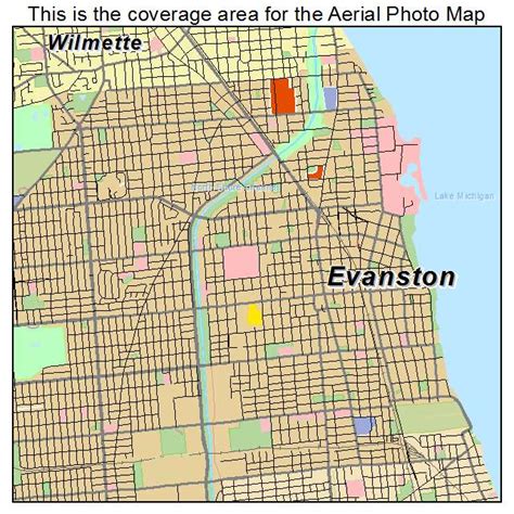 Aerial Photography Map Of Evanston Il Illinois