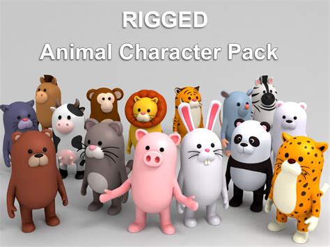 Cartoon Animal Rigged Pack 3d Model 199 Max Fbx Obj Free3d