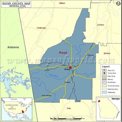 Floyd County Map Map Of Floyd County Georgia County Map Floyd